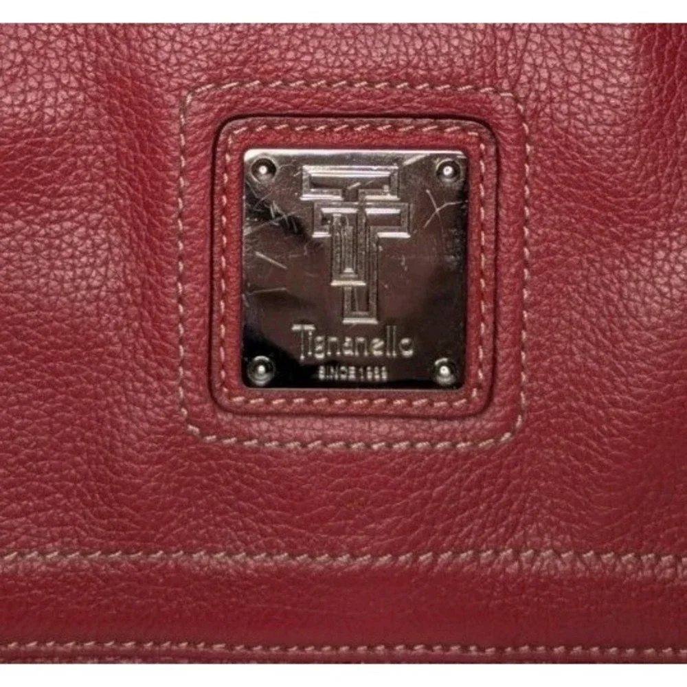 Tignanello Red Pebbled Leather Crossbody Flap Bag‎ Silver Hardware Custom Lining